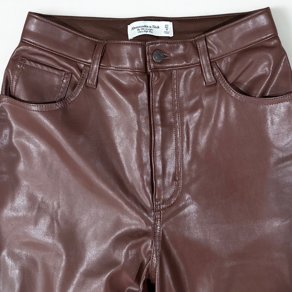 Abercrombie Brown Faux Leather Pants | Ultra High Rise | Curve Love | Size 27 - Picture 6 of 12